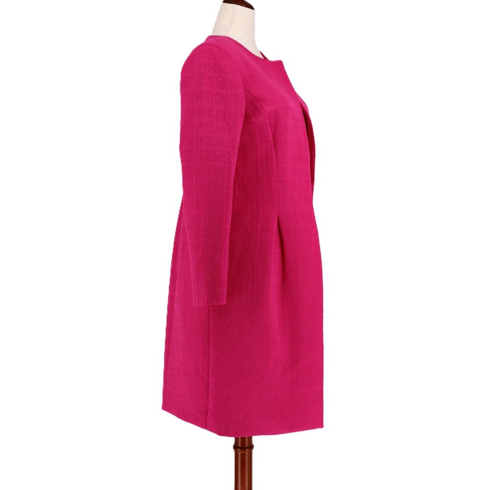 Le Suit Women Lipstick Pink Jacquard Jewel-Neck Knee Length Suit Topper Size 10 - Picture 6 of 11